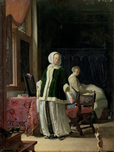 De Ochtendtoilette van een Jonge Dame door Frans van Mieris